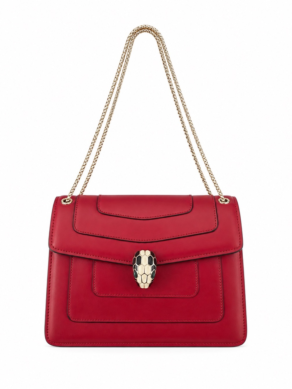 Genuine Leather Serpenti Forever Medium Bag • Red/Enamel Snake Clasp NWT